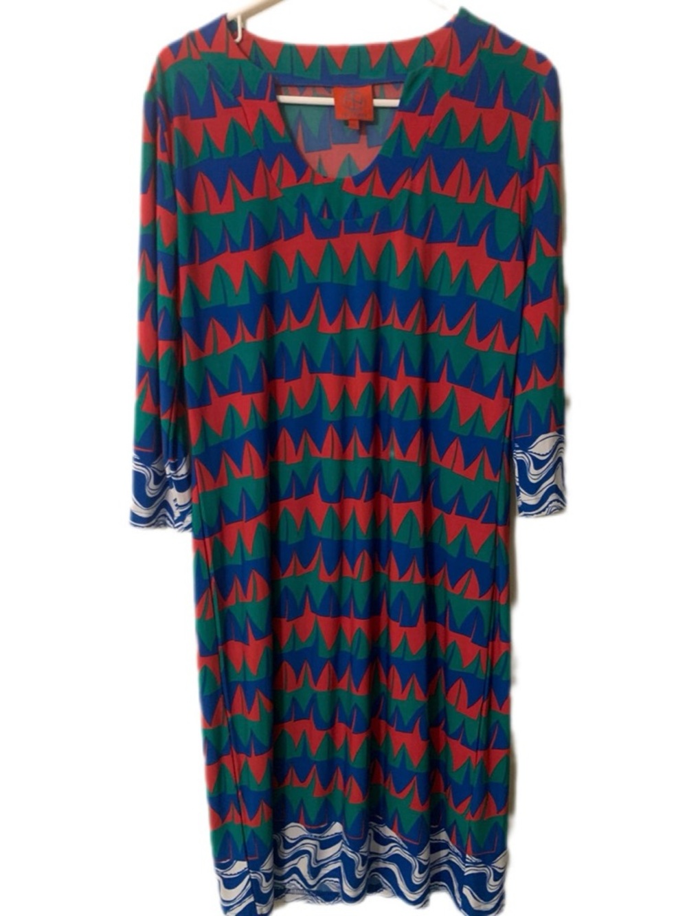Tracy Negoshian Multicolor Geometric Print Tunic with Red Logo Tag